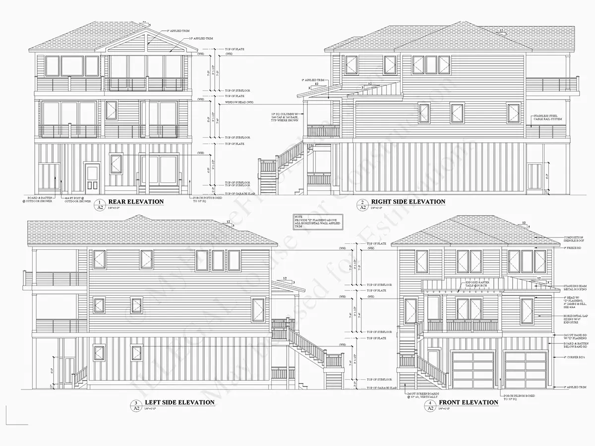 3-Story House Plan 2546 ft²: 3 Beds, Home Office, 3 Baths, Open Floor Plan, 1-Car Garage