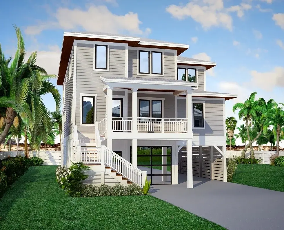 3-Story House Plan 2546 ft²: 3 Beds, Home Office, 3 Baths, Open Floor Plan, 1-Car Garage