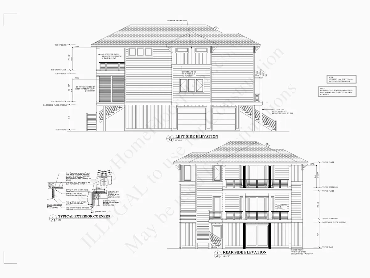 3-Story House Plan 3420 ft²: 4 Beds, 3.5 Baths, Open Floor Plan, 2-Car Garage