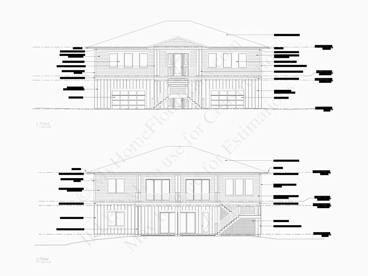 2-Story House Plan 4000 ft²: 4 Beds, Home Office, 5.5 Baths, Open Floor Plan, 2-Car Garage