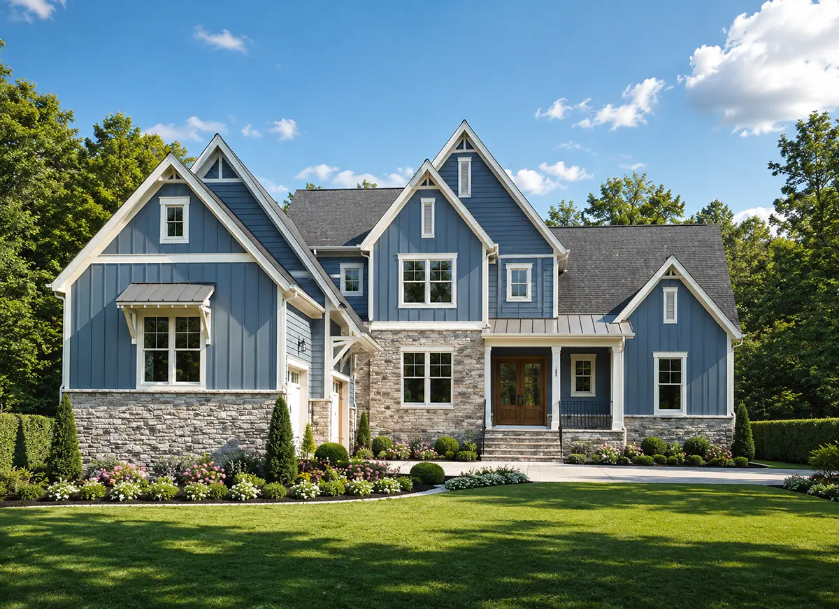 1.5-Story House Plan 4343 ft²: 3 Beds, Home Office, 4.5 Baths, Open Floor Plan, 3-Car Garage