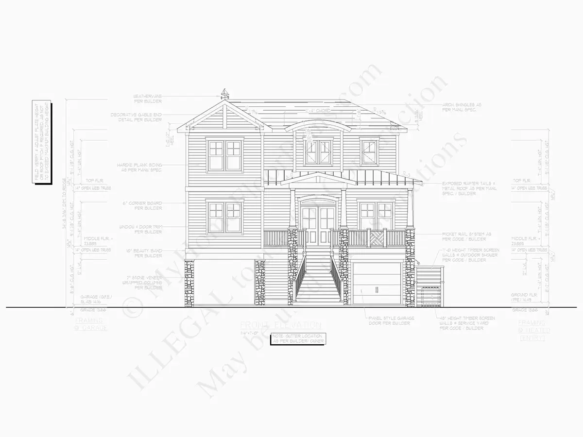 3-Story House Plan 2744 ft²: 4 Beds, 4 Baths, Open Floor Plan, 4-Car Garage