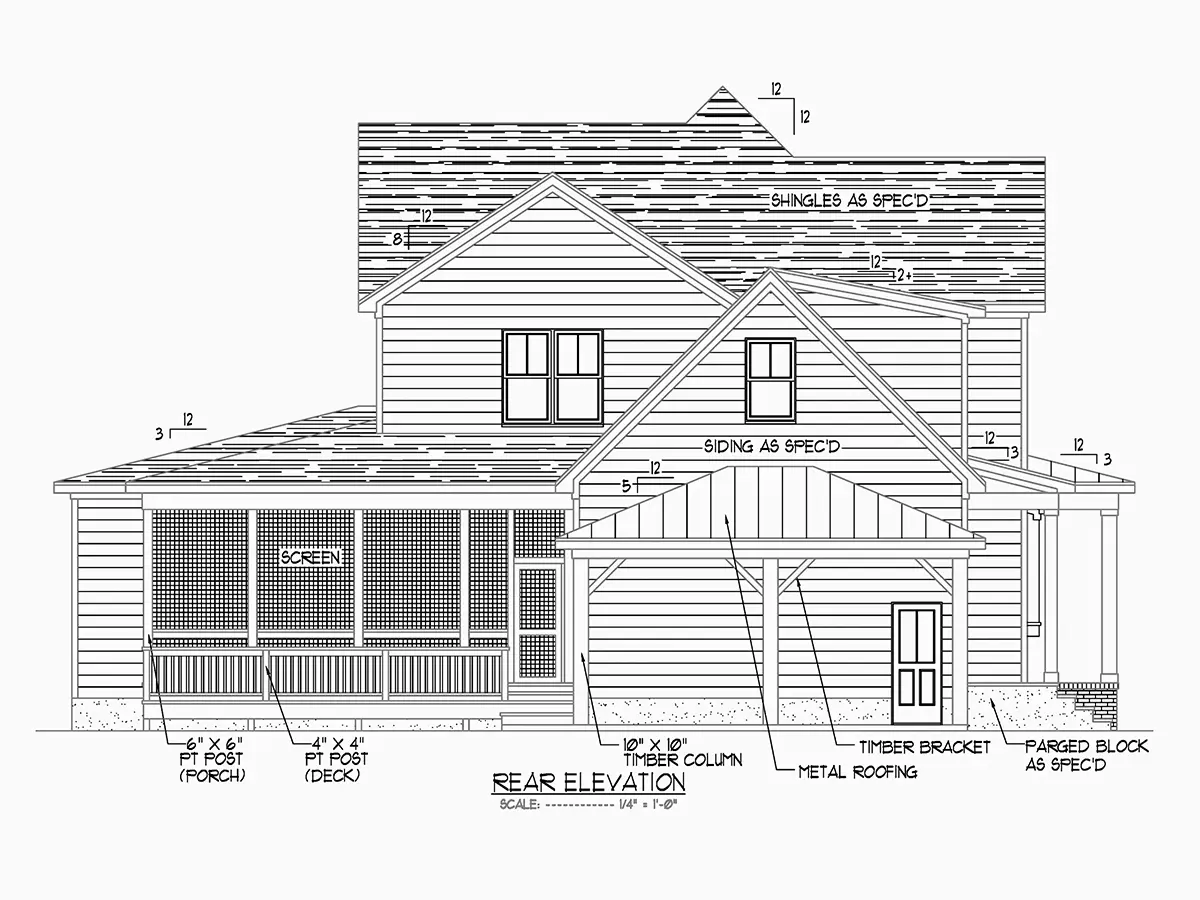 2-Story House Plan 4035 ft²: 4 Beds, Home Office, 5 Baths, Open Floor Plan, 3-Car Garage