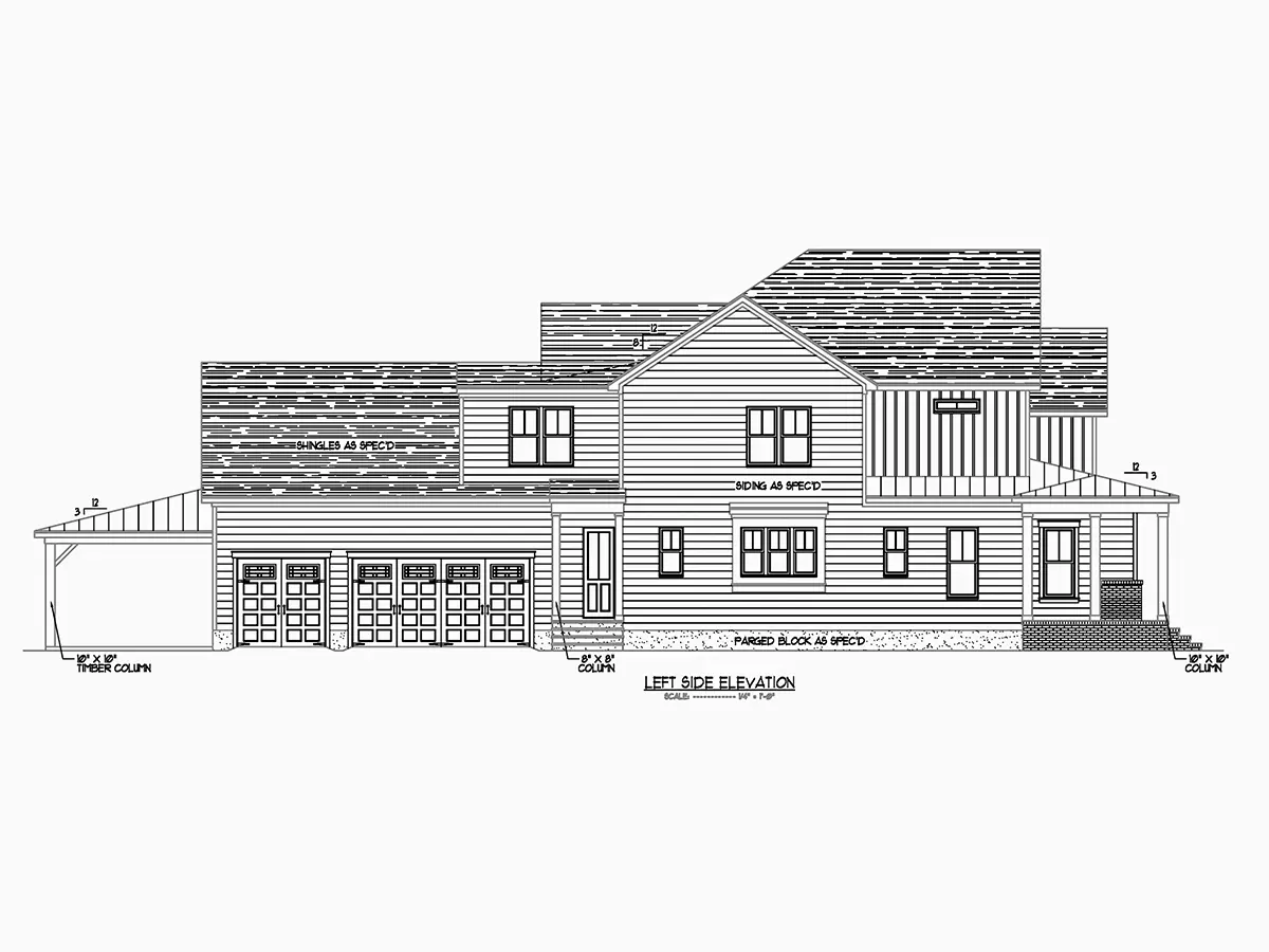 2-Story House Plan 4035 ft²: 4 Beds, Home Office, 5 Baths, Open Floor Plan, 3-Car Garage