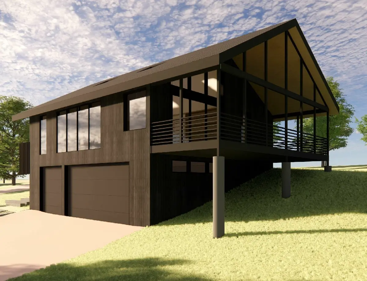 2-Story House Plan 1216 ft²: 2 Beds, 2 Baths, Open Floor Plan, 3-Car Garage