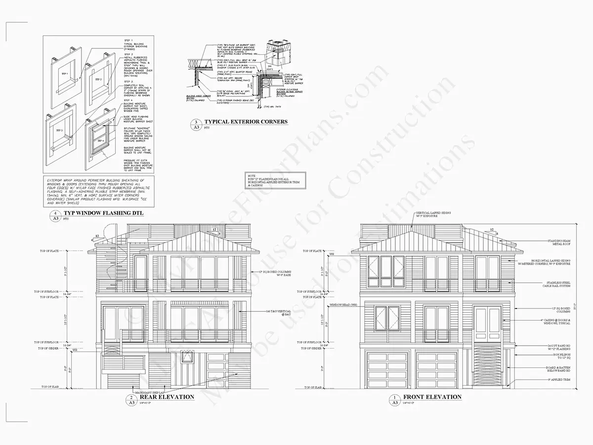 3-Story House Plan 3835 ft²: 5 Beds, 4.5 Baths, Open Floor Plan, 4-Car Garage