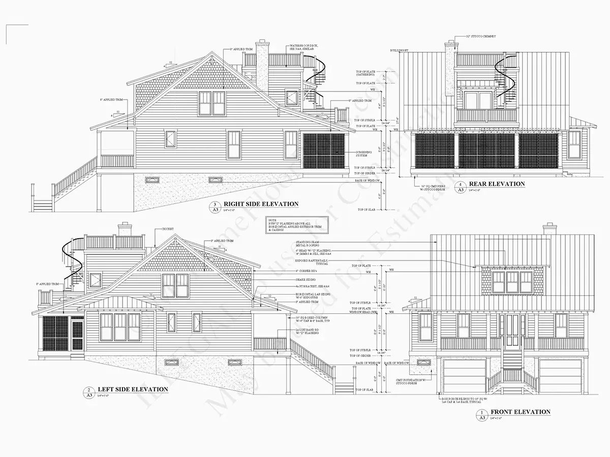 3-Story House Plan 2215 ft²: 4 Beds, 2.5 Baths, Open Floor Plan, 4-Car Garage