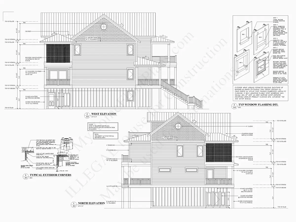 3-Story House Plan 4077 ft²: 3 Beds, Home Office, 4.5 Baths, Open Floor Plan, 2-Car Garage
