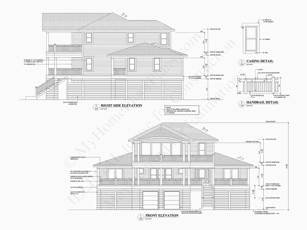 3-Story House Plan 2943 ft²: 5 Beds, Home Office, 4 Baths, Open Floor Plan, 2-Car Garage