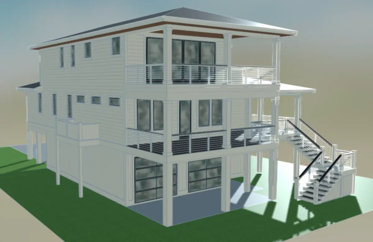 3-Story House Plan 3001 ft²: 4 Beds, Home Office, 4.5 Baths, Open Floor Plan, 4-Car Garage