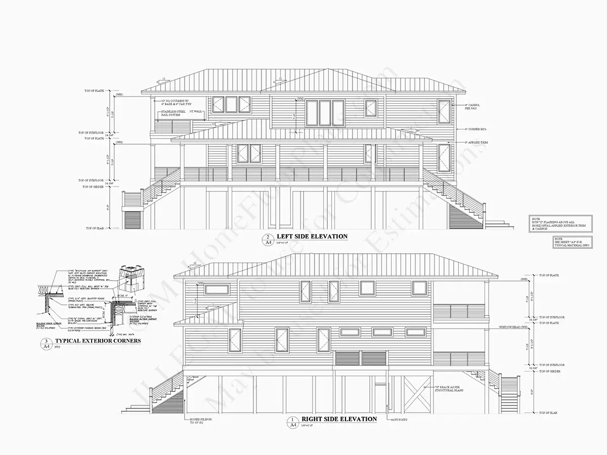 3-Story House Plan 3001 ft²: 4 Beds, Home Office, 4.5 Baths, Open Floor Plan, 4-Car Garage
