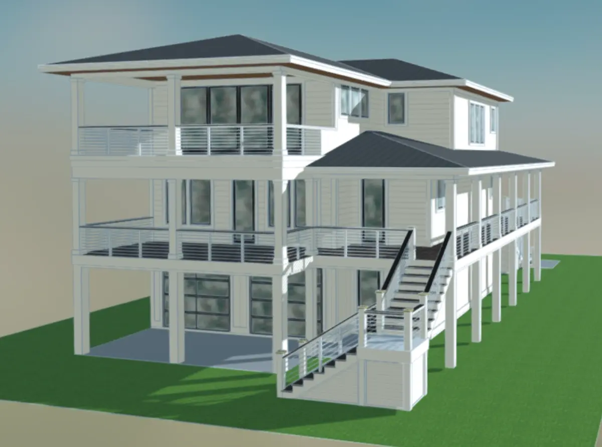 3-Story House Plan 3001 ft²: 4 Beds, Home Office, 4.5 Baths, Open Floor Plan, 4-Car Garage