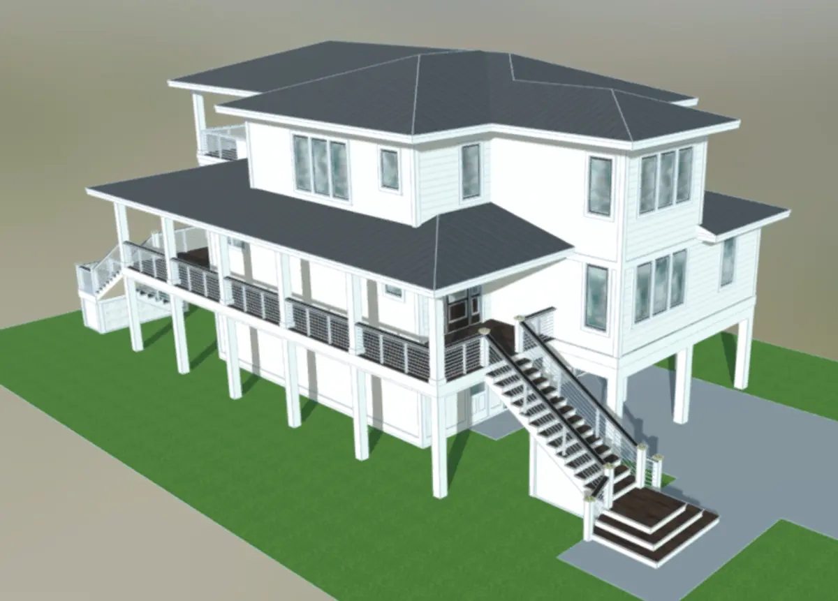 3-Story House Plan 3001 ft²: 4 Beds, Home Office, 4.5 Baths, Open Floor Plan, 4-Car Garage