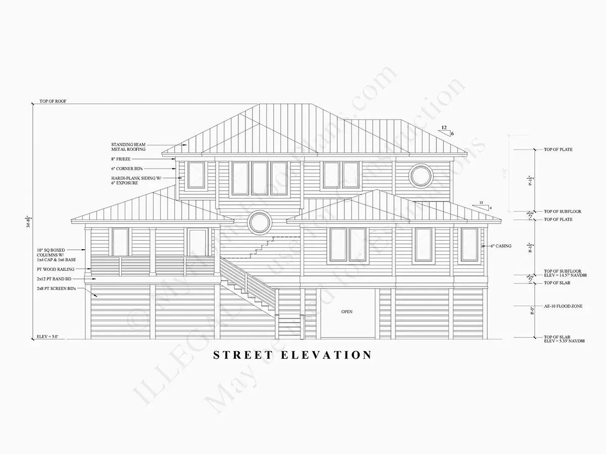 3-Story House Plan 3236 ft²: 4 Beds, 3.5 Baths, Open Floor Plan, 2-Car Garage