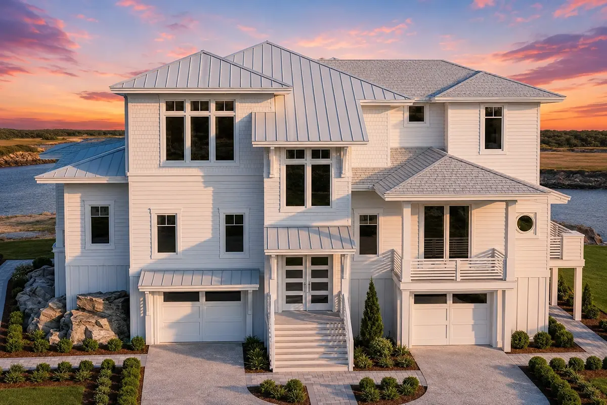3-Story House Plan 4116 ft²: 4 Beds, Home Office, 3.5 Baths, Open Floor Plan, 4-Car Garage