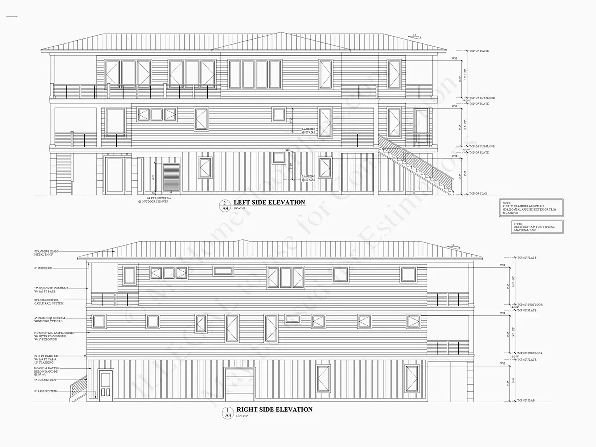 3-Story House Plan 4803 ft²: 5 Beds, Home Office, 5.5 Baths, Open Floor Plan, 4-Car Garage