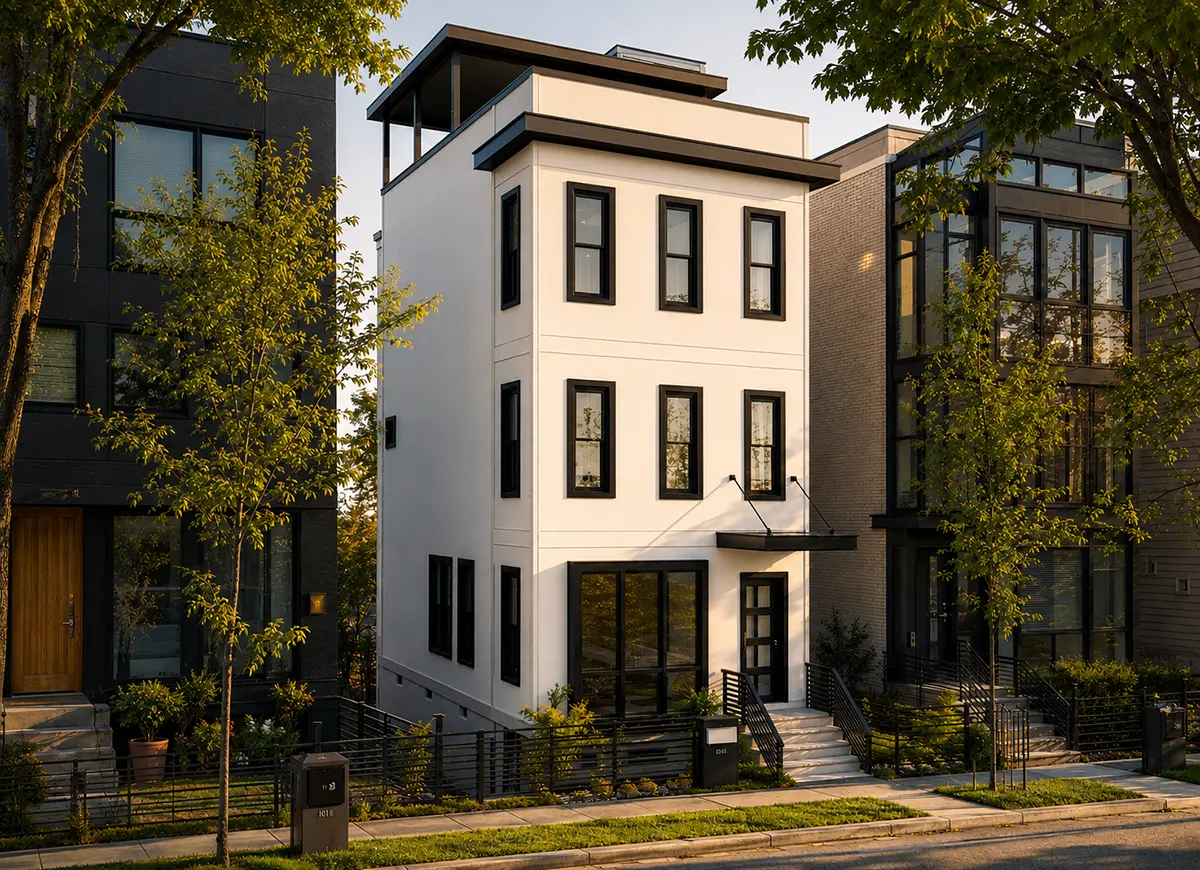 3-Story House Plan 2155 ft²: 3 Beds, Home Office, 2.5 Baths, Open Floor Plan, without Garage