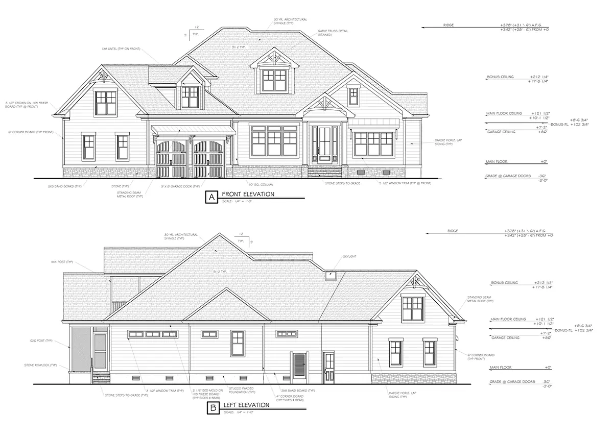 1.5-Story House Plan 3251 ft²: 4 Beds, 3 Baths, Open Floor Plan, 2-Car Garage