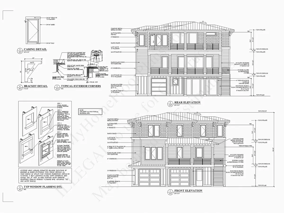 3-Story House Plan 3005 ft²: 4 Beds, Home Office, 4 Baths, Open Floor Plan, 2-Car Garage