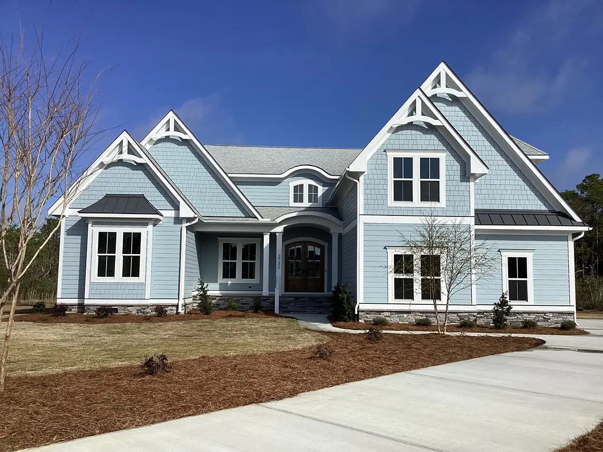1.5-Story House Plan 3273 ft²: 3 Beds, Home Office, 3.5 Baths, Open Floor Plan, 2-Car Garage