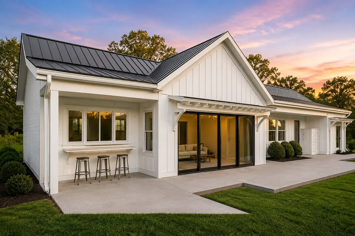 1-Story House Plan 982 ft²: 1 Beds, 1 Baths, Open Floor Plan, 1-Car Garage