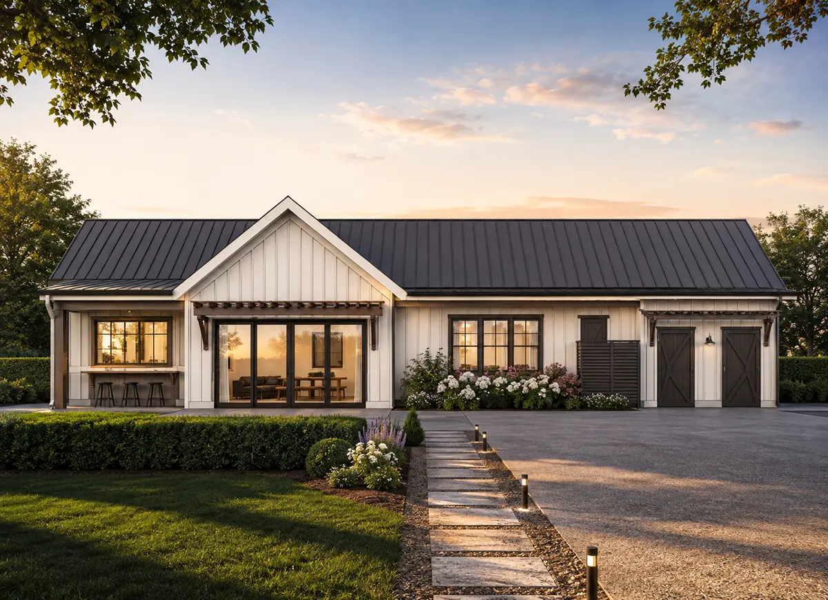 1-Story House Plan 982 ft²: 1 Beds, 1 Baths, Open Floor Plan, 1-Car Garage