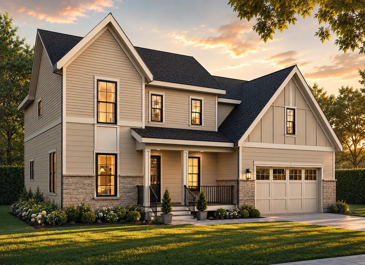 2-Story House Plan 2649 ft²: 4 Beds, Home Office, 3.5 Baths, Open Floor Plan, 2-Car Garage