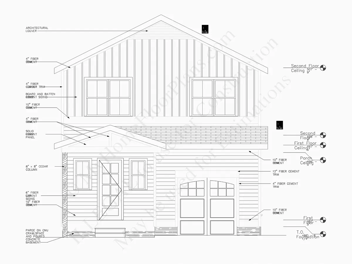 2-Story House Plan with Basement 2082 ft²: 4 Beds, Home Office, 3.5 Baths, Open Floor Plan, 1-Car Garage