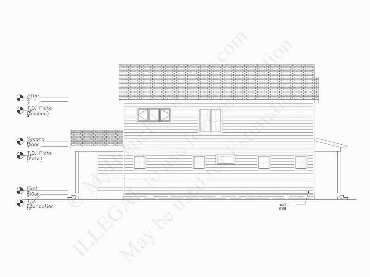 Exterior Elevations 8 – 2-Story House Plan 2583 ft²: 3 Beds, Home Office, 3 Baths, Open Floor Plan, 2-Car Garage — 94159R