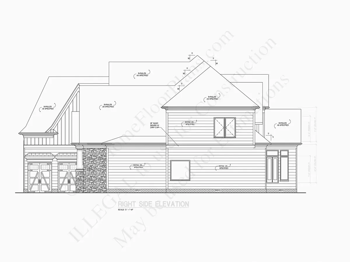 Exterior Elevations 6 – 2-Story House Plan 5350 ft²: 4 Beds, Home Office, 5 Baths, Open Floor Plan, 3-Car Garage — 82132R