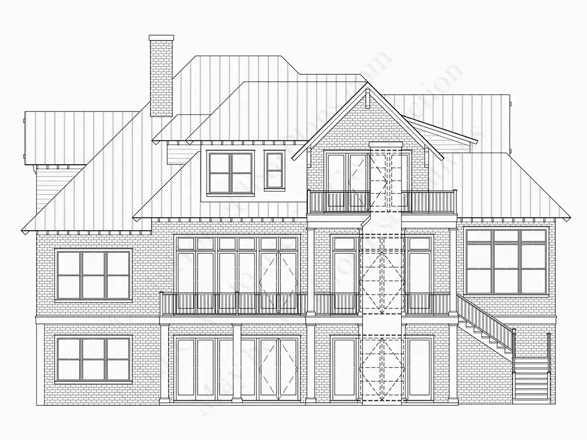 Exterior Elevations 31 – 2-Story House Plan with Basement 6776 ft²: 6 Beds, 5.5 Baths, Open Floor Plan, 2-Car Garage — 59624R