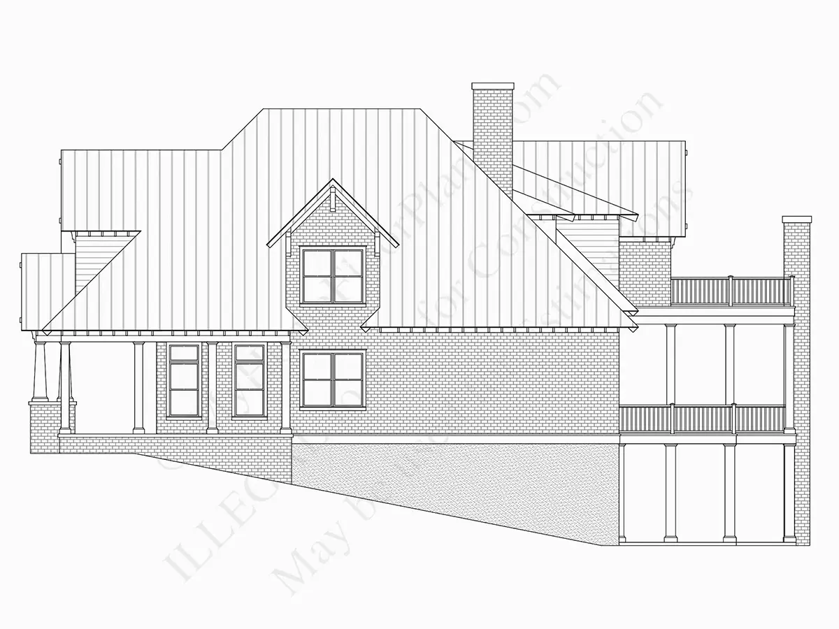 Exterior Elevations 30 – 2-Story House Plan with Basement 6776 ft²: 6 Beds, 5.5 Baths, Open Floor Plan, 2-Car Garage — 59624R