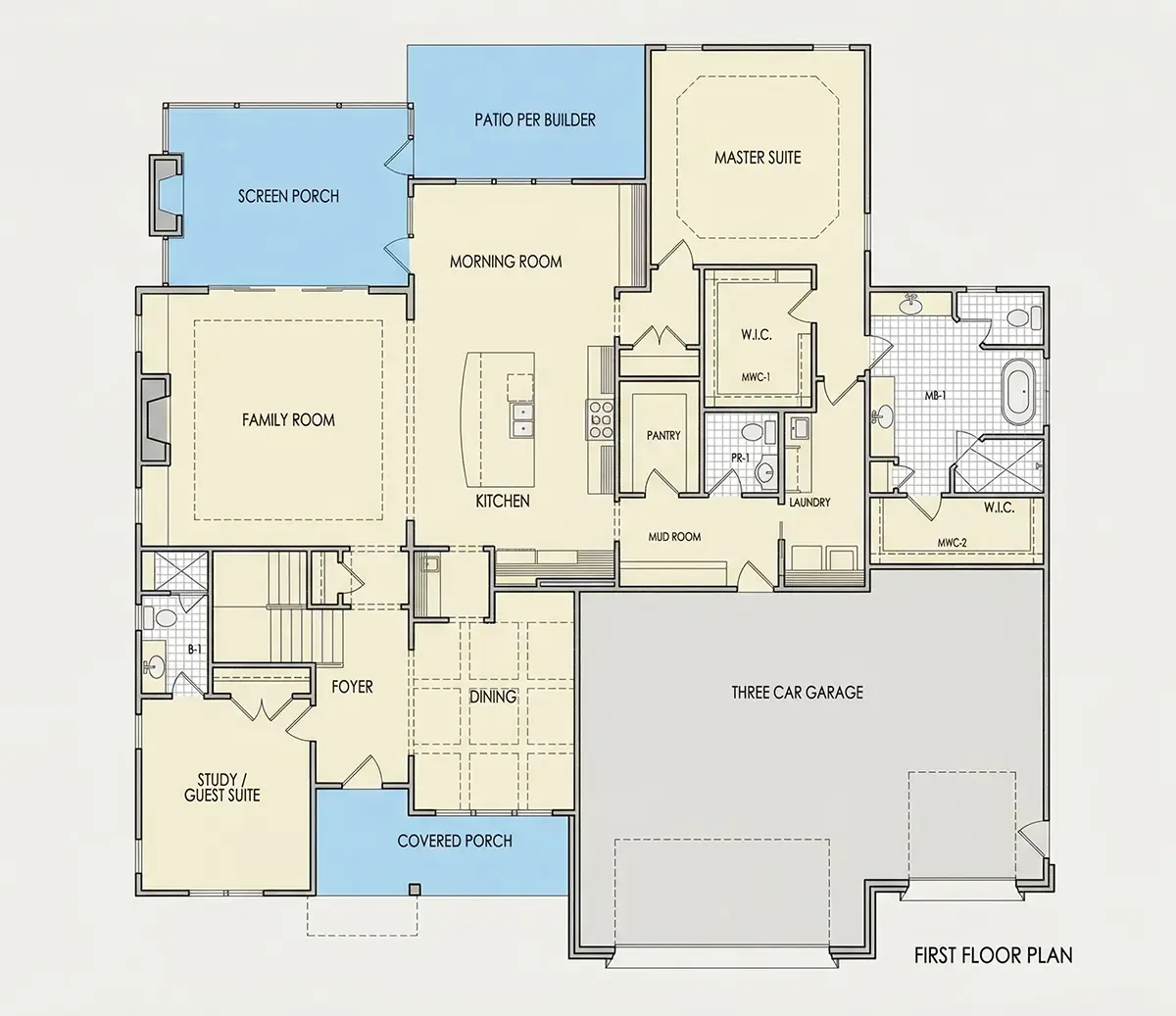Main Floor 9 – 2-Story House Plan 4132 ft²: 4 Beds, Home Office, 4.5 Baths, Open Floor Plan, 3-Car Garage — 50641R