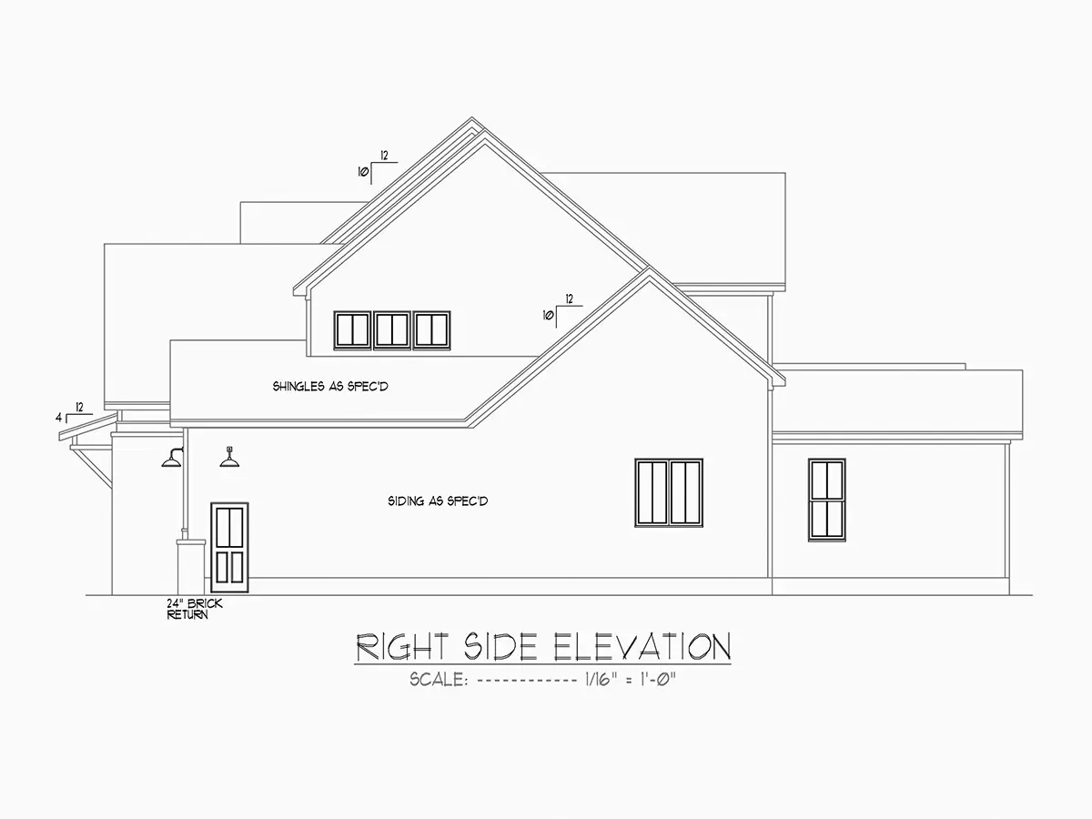 Exterior Elevations 8 – 2-Story House Plan 4132 ft²: 4 Beds, Home Office, 4.5 Baths, Open Floor Plan, 3-Car Garage — 50641R