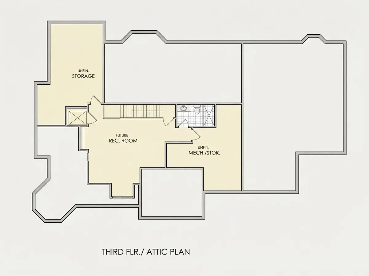 Third Floor 23 – 3-Story House Plan 5355 ft²: 5 Beds, Home Office, 5.5 Baths, 3-Car Garage — 85576R