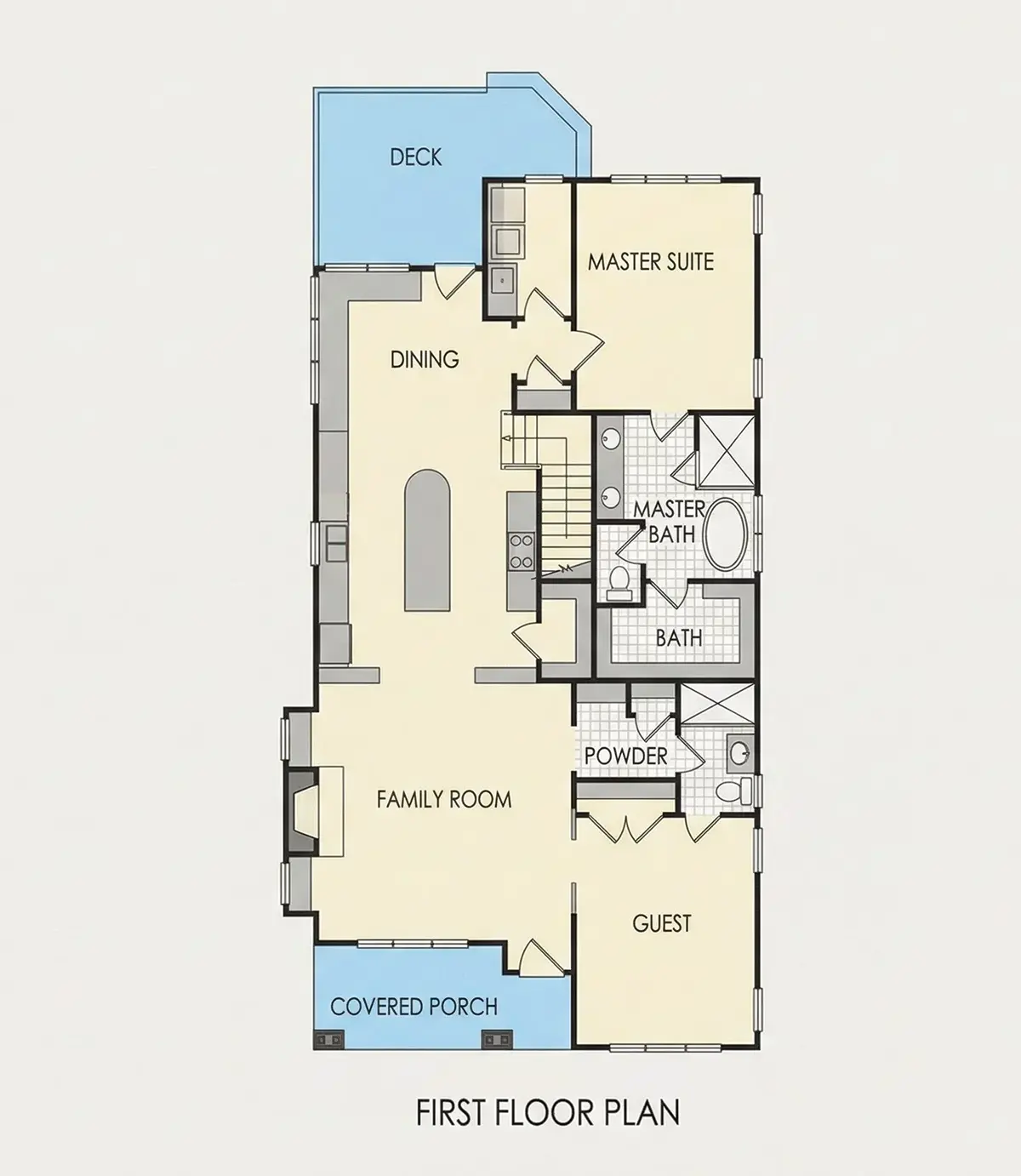 Main Floor 11 – 1.5-Story House Plan 3145 ft²: 4 Beds, Home Office, 3 Baths, Open Floor Plan, without Garage — 57107R