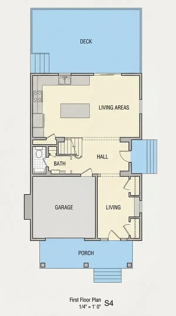 Main Floor 6 – 3-Story House Plan 2707 ft²: 5 Beds, Home Office, 3.5 Baths, Open Floor Plan, without Garage — 24322R