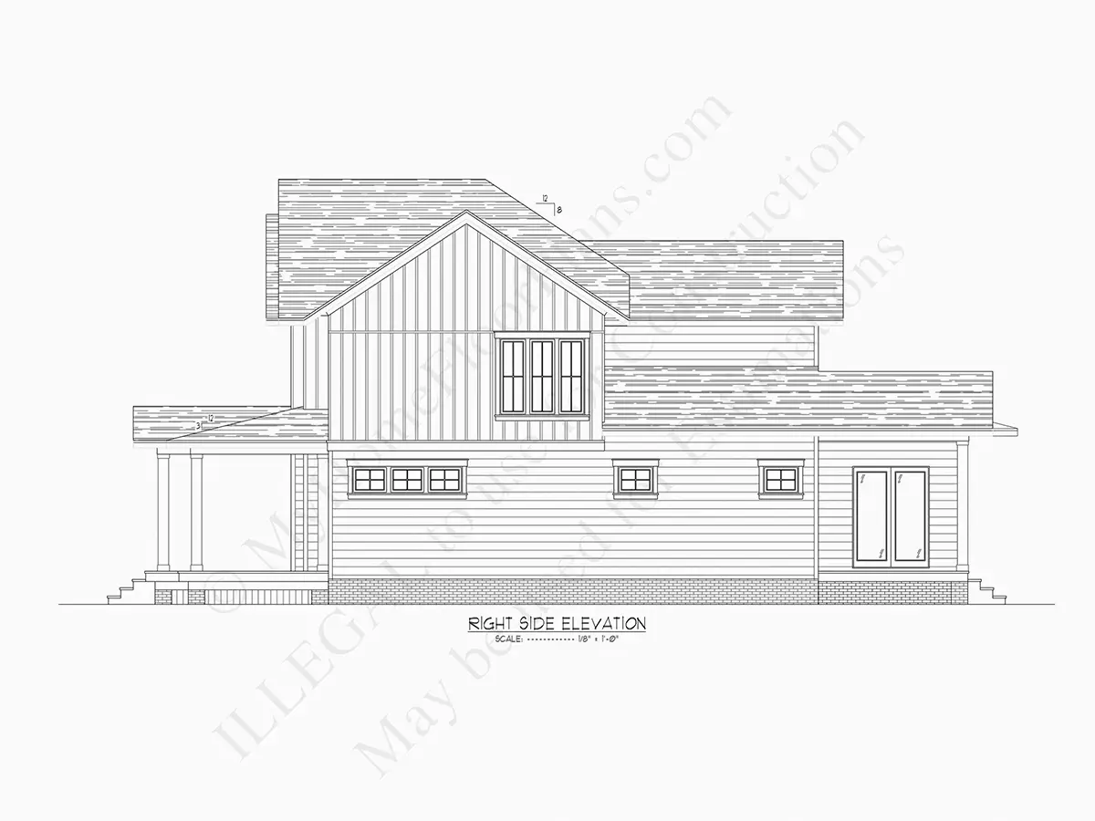 Exterior Elevations 20 – 2-Story House Plan 3154 ft²: 3 Beds, Home Office, 3.5 Baths, Open Floor Plan, 2-Car Garage — 21252R