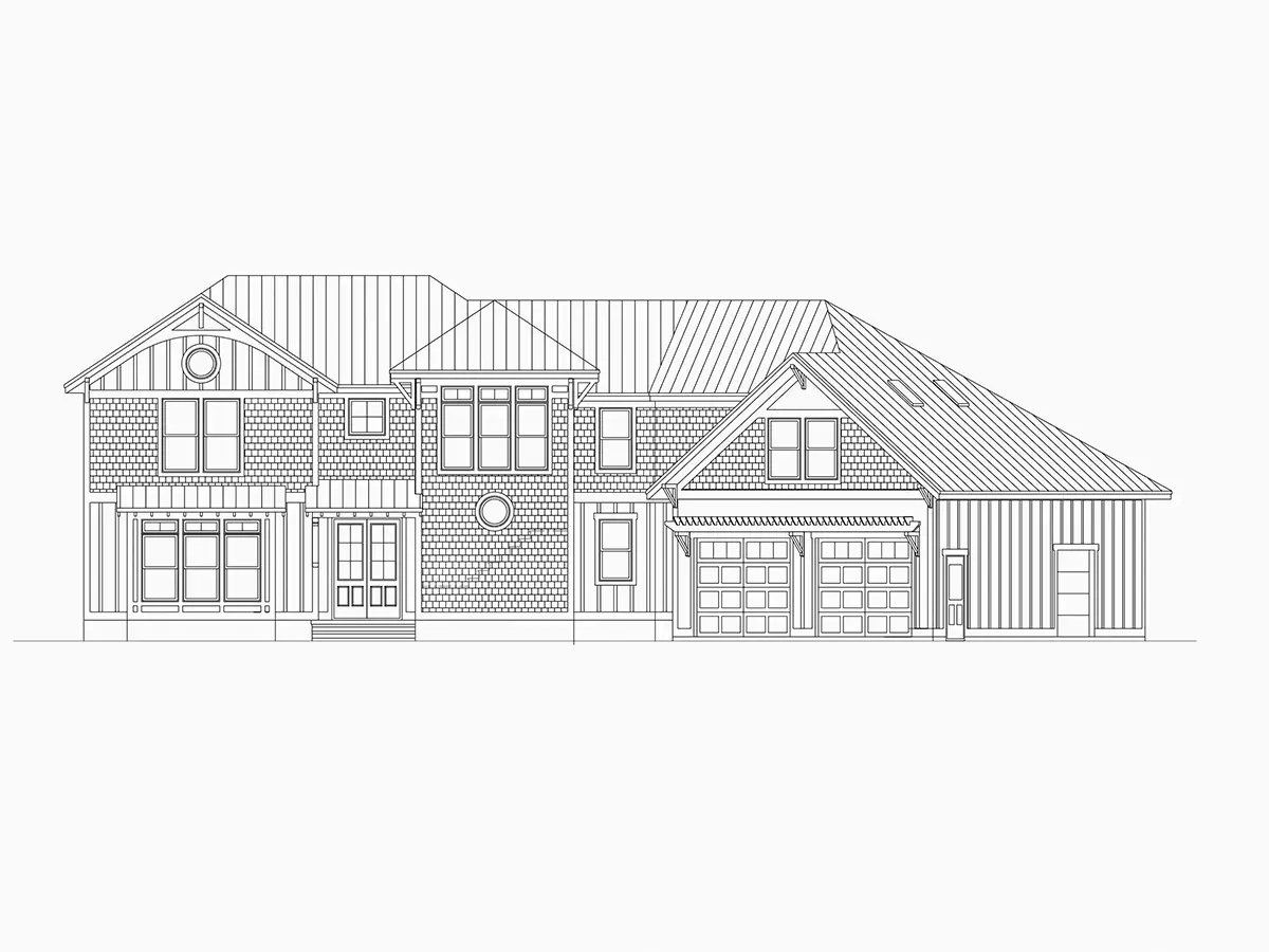Exterior Elevations 5 – More House Plan 4057 ft²: 3 Beds, 3.5 Baths, 3-Car Garage — 81823R