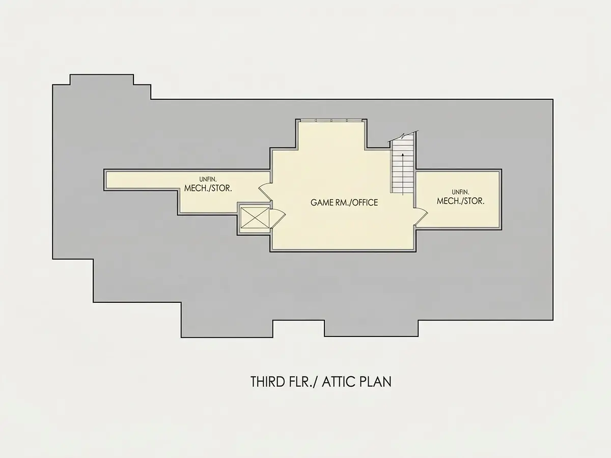 Basement 22 – 3-Story House Plan 5200 ft²: 5 Beds, Home Office, 5.5 Baths, Open Floor Plan, 2-Car Garage — 82660R