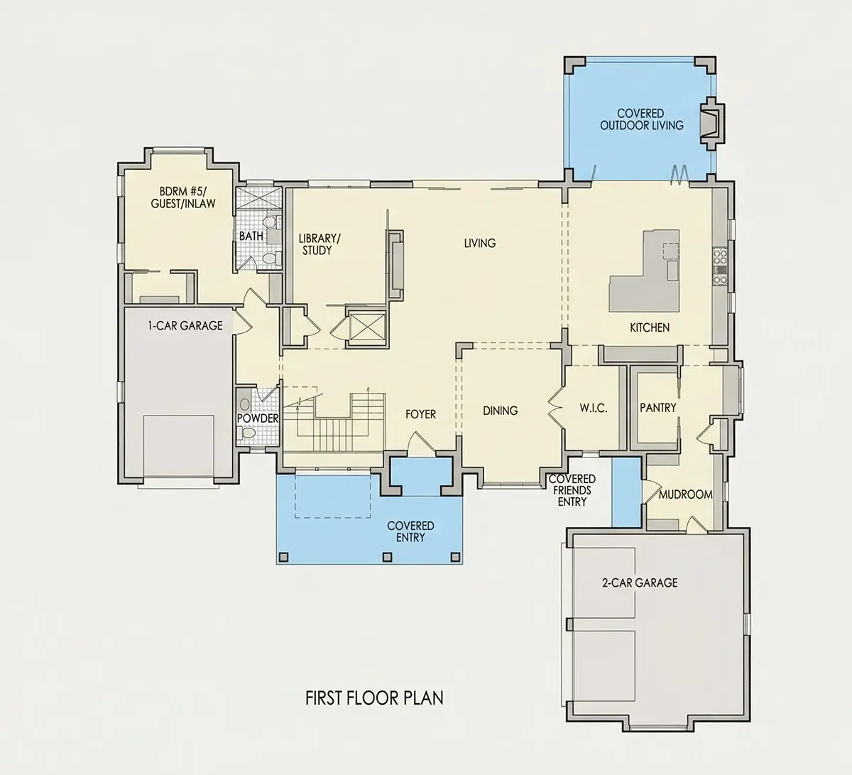 Main Floor 20 – 3-Story House Plan 5200 ft²: 5 Beds, Home Office, 5.5 Baths, Open Floor Plan, 2-Car Garage — 82660R