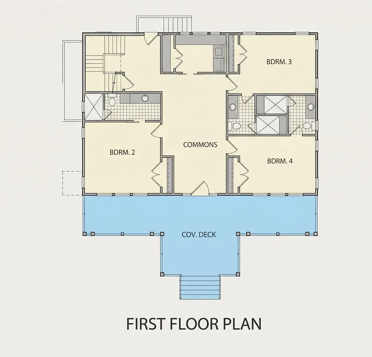 Main Floor 25 – 2-Story House Plan 2966 ft²: 4 Beds, 4.5 Baths, 3-Car Garage — 10386R