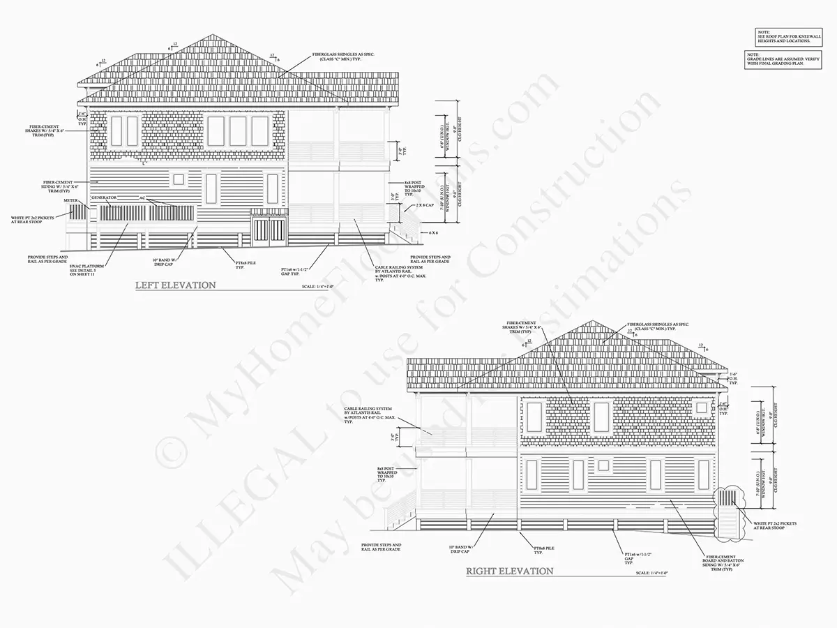 Exterior Elevations 24 – 2-Story House Plan 2966 ft²: 4 Beds, 4.5 Baths, 3-Car Garage — 10386R