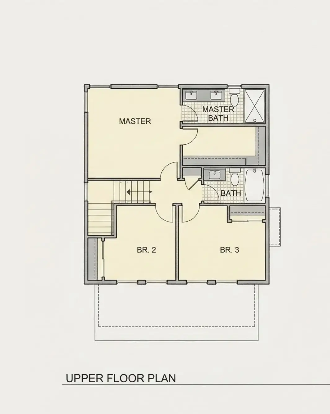 Second Floor 7 – 2-Story House Plan 1394 ft²: 3 Beds, 2.5 Baths, Open Floor Plan, without Garage — 79238R