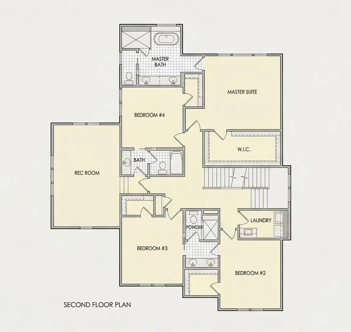 Second Floor 23 – 2-Story House Plan 4448 ft²: 5 Beds, 4.5 Baths, Open Floor Plan, 1-Car Garage — 95263R