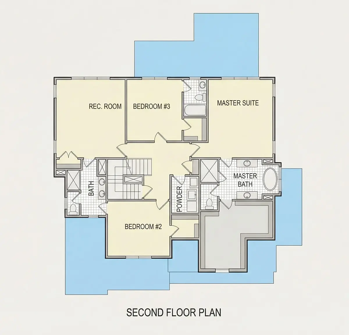 Second Floor 9 – 2-Story House Plan 3223 ft²: 4 Beds, 4.5 Baths, Open Floor Plan, 2-Car Garage — 29805R