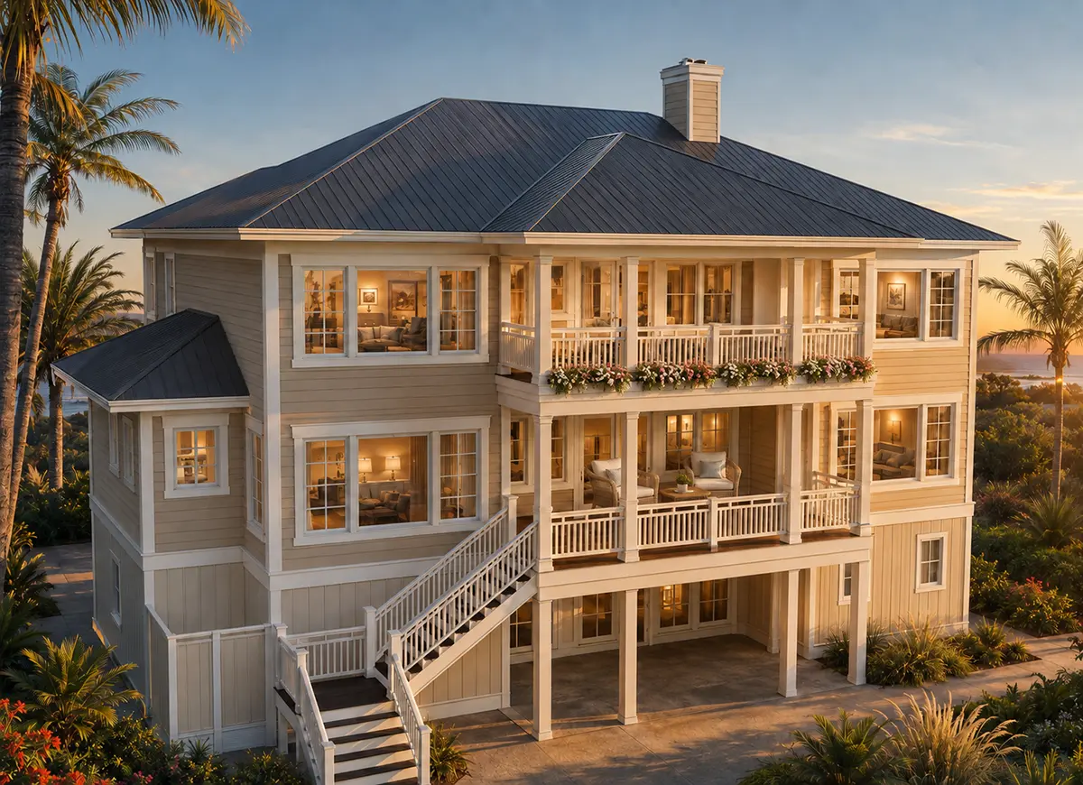Main Images 4 – 3-Story House Plan 6164 ft²: 4 Beds, 5.5 Baths, Open Floor Plan, 4-Car Garage — 90915R