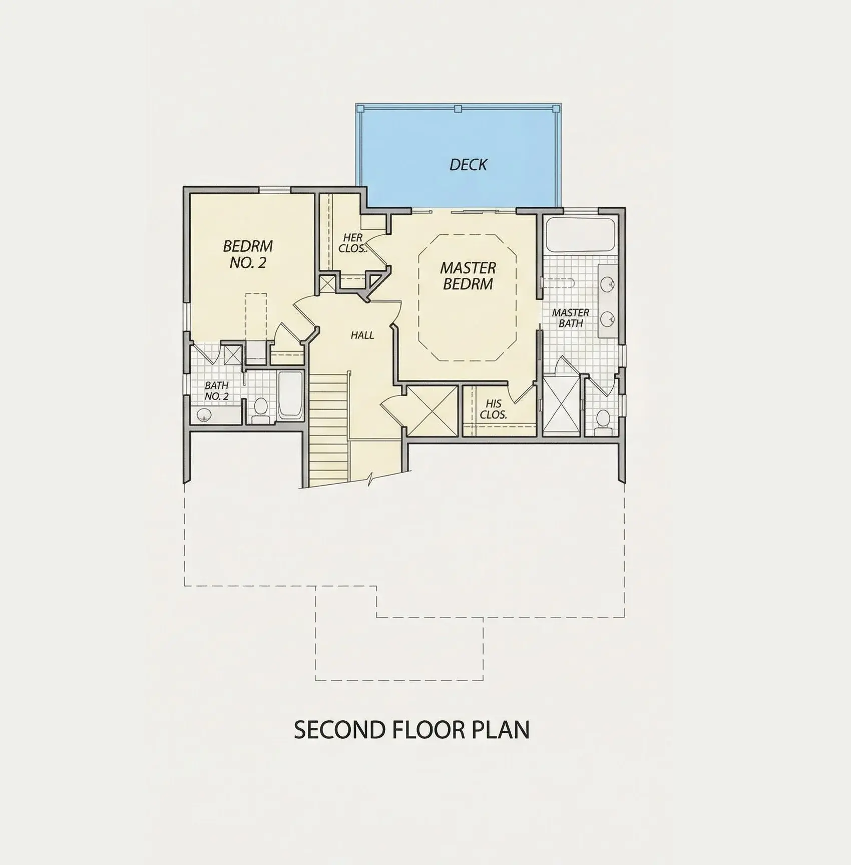 Second Floor 10 – 3-Story House Plan 2696 ft²: 4 Beds, 3 Baths, Open Floor Plan, 2-Car Garage — 25020R