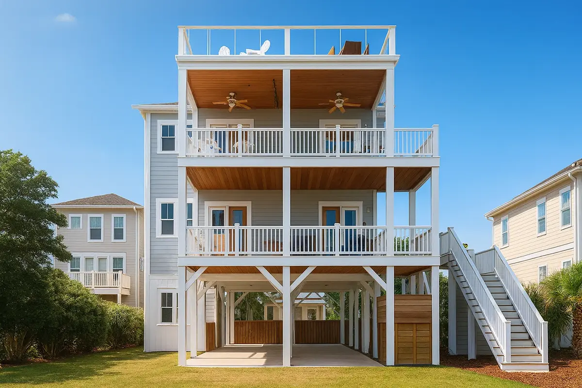 Main Images 2 – 3-Story House Plan 6098 ft²: 6 Beds, Home Office, 3.5 Baths, Open Floor Plan, 4-Car Garage — 55440R