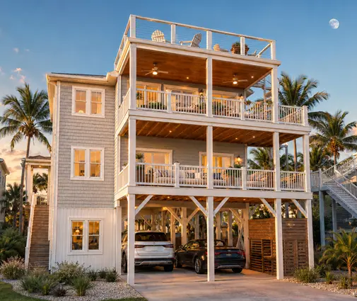 Thumbnail 1 – 3-Story House Plan 6098 ft²: 6 Beds, Home Office, 3.5 Baths, Open Floor Plan, 4-Car Garage — 55440R
